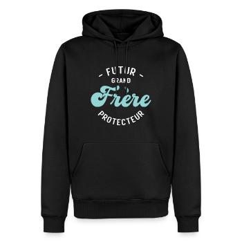 Futur Grand frère Protecteur - Sweat à capuche Premium bio Homme - noir - Devant - Nico (187cm)