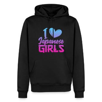 J’aime les filles japonaises - Sweat à capuche Premium bio Homme - noir - Devant - Nico (187cm)