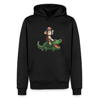 Lustiges Affe auf Krokodil Design - Männer Premium Bio Hoodie - Schwarz - Vorne - Nico (187cm)