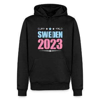 Suède 2023 - Sweat à capuche Premium bio Homme - noir - Devant - Nico (187cm)