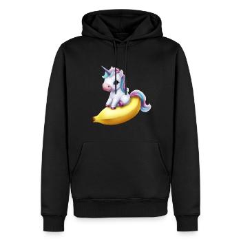 Einhorn auf Banane - Männer Premium Bio Hoodie - Schwarz - Vorne - Nico (187cm)
