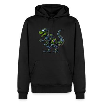 T-Rex Cyborg, dinosaure futuriste - Sweat à capuche Premium bio Homme - noir - Devant - Nico (187cm)