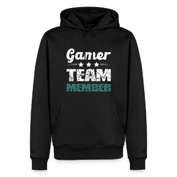 Équipe de joueurs - Sweat à capuche Premium bio Homme - noir - Devant - Nico (187cm)