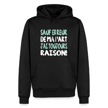 Sauf erreur de ma part - Sweat à capuche Premium bio Homme - noir - Devant - Nico (187cm)