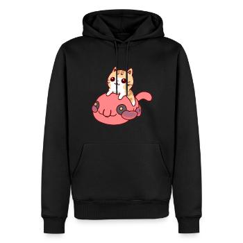 Katze reitet einen Blobfisch - Männer Premium Bio Hoodie - Schwarz - Vorne - Nico (187cm)