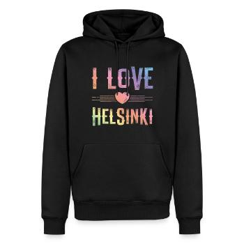 I Love Helsinki - Männer Premium Bio Hoodie - Schwarz - Vorne - Nico (187cm)