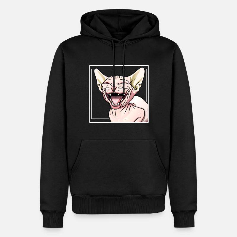 Le chat Sphynx rit - Sweat à capuche Premium bio Homme - noir