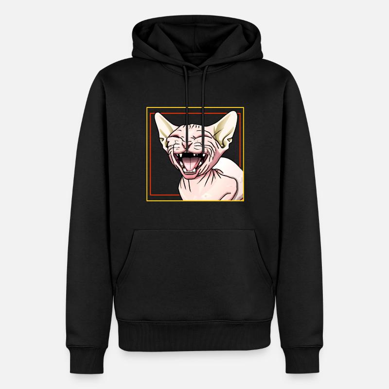 Le chat Sphynx rit - Sweat à capuche Premium bio Homme - noir