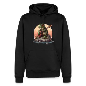 Frosch spielt Gitarre Frösche Kröte Amphibie - Männer Premium Bio Hoodie - Schwarz - Vorne - Nico (187cm)