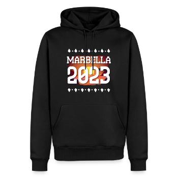 Marbella 2023 - Männer Premium Bio Hoodie - Schwarz - Vorne - Nico (187cm)