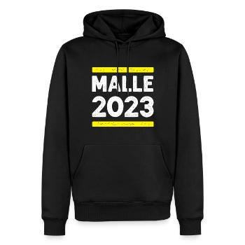Malle 2023 - Sweat à capuche Premium bio Homme - noir - Devant - Nico (187cm)