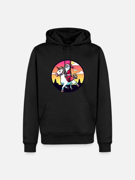 Einhorn Weihnachtsmann - Männer Premium Bio Hoodie - Schwarz