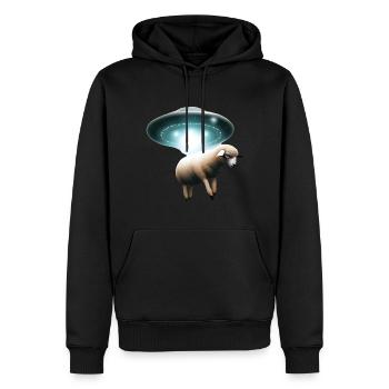 Enlèvement de moutons par OVNI - Sweat à capuche Premium bio Homme - noir - Devant - Nico (187cm)