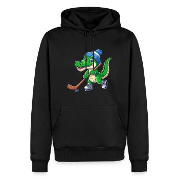 Krokodil-Eishockeyspieler - Lustiges Design - Männer Premium Bio Hoodie - Schwarz - Vorne - Nico (187cm)