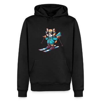 Maine Coon Katze Ski Winter Sport - Männer Premium Bio Hoodie - Schwarz - Vorne - Nico (187cm)