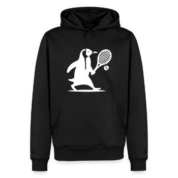 Pingouin Tennis Joueur De Tennis Silhouette minimaliste - Sweat à capuche Premium bio Homme - noir - Devant - Nico (187cm)