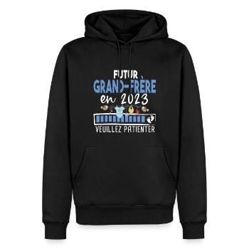 Futur Grand Frère 2023 Cadeau Naissance Bébé - Sweat à capuche Premium bio Homme - noir - Devant - Nico (187cm)