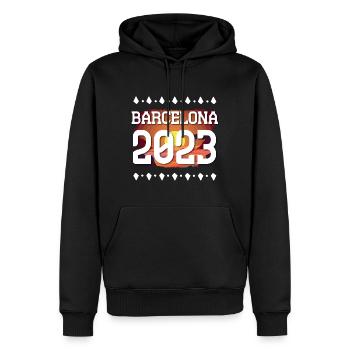 Barcelona 2023 - Männer Premium Bio Hoodie - Schwarz - Vorne - Nico (187cm)