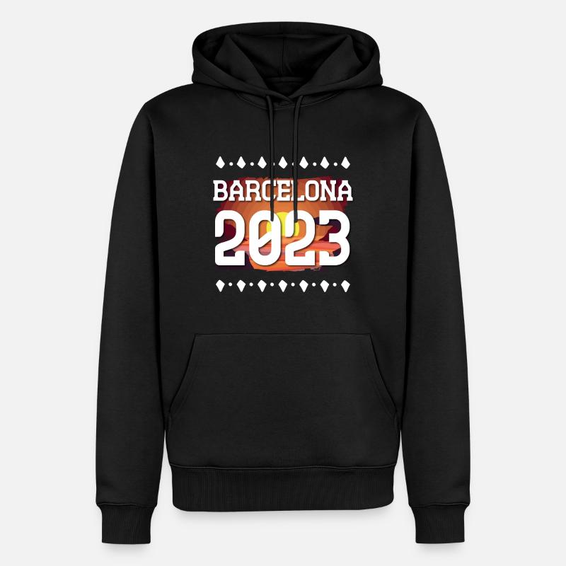Barcelone 2023 - Sweat à capuche Premium bio Homme - noir