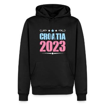 Croatia 2023 - Männer Premium Bio Hoodie - Schwarz - Vorne - Nico (187cm)