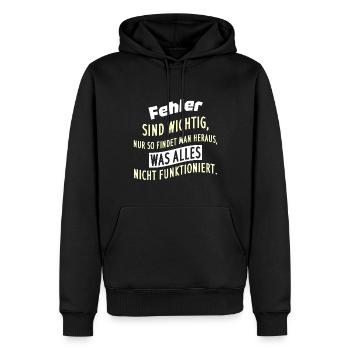 Fehler sind wichtig, nur so findet man heraus, was - Männer Premium Bio Hoodie - Schwarz - Vorne - Nico (187cm)