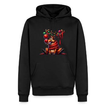 Noël renne fée lumières panne - Sweat à capuche Premium bio Homme - noir - Devant - Nico (187cm)