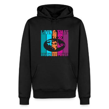 Living That Brushless Power - Männer Premium Bio Hoodie - Schwarz - Vorne - Nico (187cm)