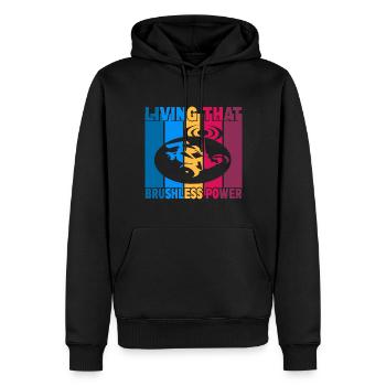Living That Brushless Power - Männer Premium Bio Hoodie - Schwarz - Vorne - Nico (187cm)