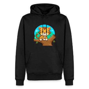 Tiger auf einem Baum - Männer Premium Bio Hoodie - Schwarz - Vorne - Nico (187cm)