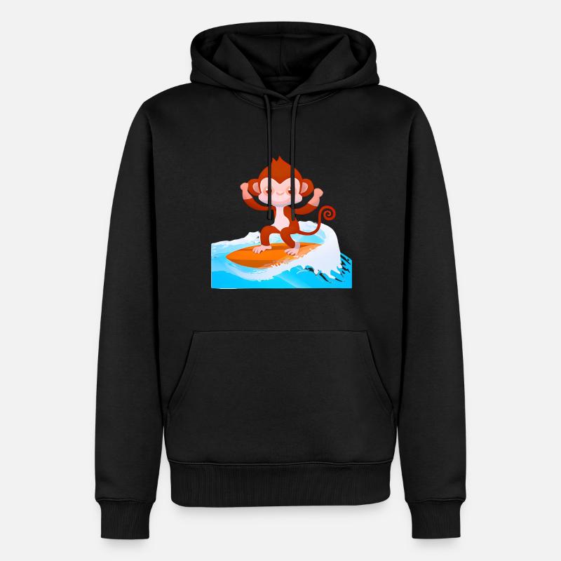 Surfer Affe - Männer Premium Bio Hoodie - Schwarz