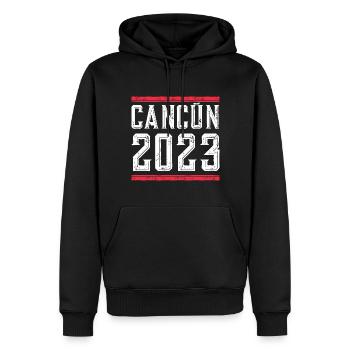 Cancun 2023 - Männer Premium Bio Hoodie - Schwarz - Vorne - Nico (187cm)