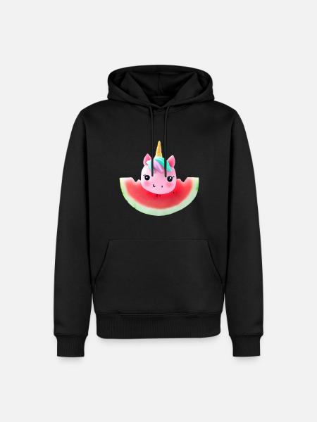Wassermelonen Einhorn - Männer Premium Bio Hoodie - Schwarz