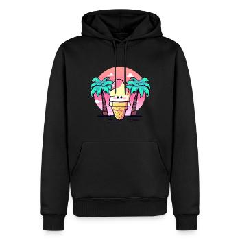 Softeis unter Palmen im Sonnenuntergang - Männer Premium Bio Hoodie - Schwarz - Vorne - Nico (187cm)