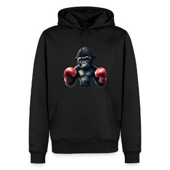 Boxer Gorille - Sweat à capuche Premium bio Homme - noir - Devant - Nico (187cm)
