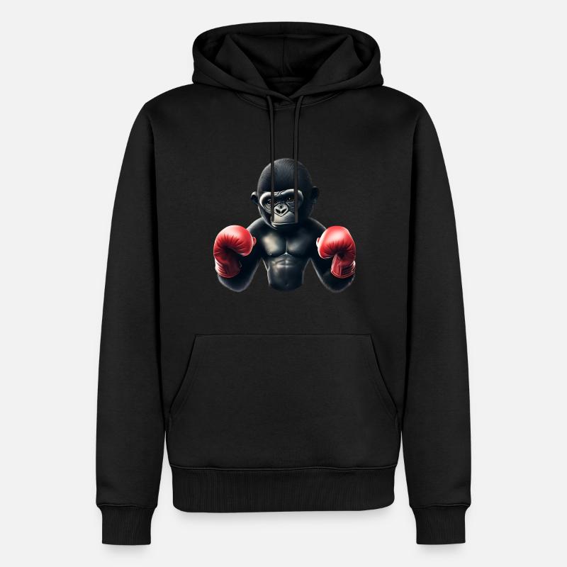 Boxer Gorille - Sweat à capuche Premium bio Homme - noir