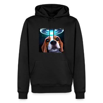 UFO-Selfie mit Beagle - Männer Premium Bio Hoodie - Schwarz - Vorne - Nico (187cm)