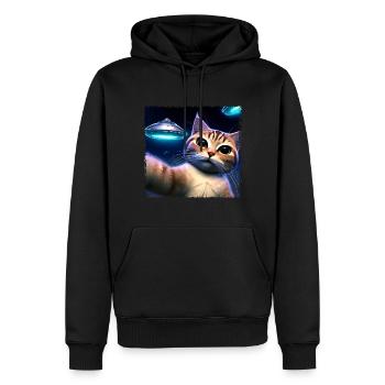 Katzen-Selfie mit UFO - Männer Premium Bio Hoodie - Schwarz - Vorne - Nico (187cm)