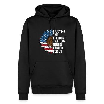 Enjoying the Freedom that Our Heroes Earned - Men’s Premium Organic Hoodie - black - Front - Nico (187cm)