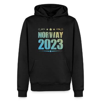 Norwegen 2023 - Männer Premium Bio Hoodie - Schwarz - Vorne - Nico (187cm)