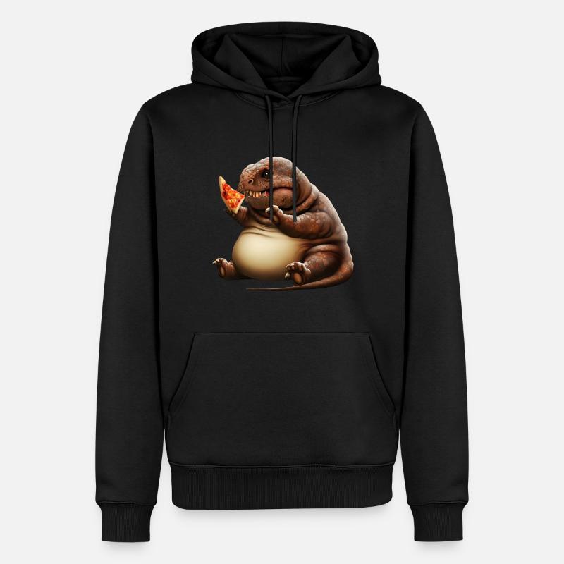 Dinosaure aimant la pizza - Sweat à capuche Premium bio Homme - noir