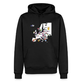 Chats Carte Nom des chats - Sweat à capuche Premium bio Homme - noir - Devant - Nico (187cm)