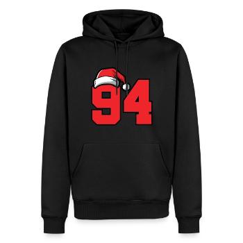 94 Numéro Noël - Sweat à capuche Premium bio Homme - noir - Devant - Nico (187cm)