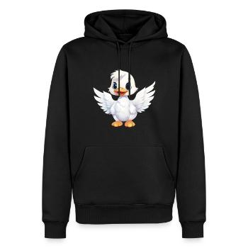 Ente Weiß Engel Flügel Süß Comic - Männer Premium Bio Hoodie - Schwarz - Vorne - Nico (187cm)