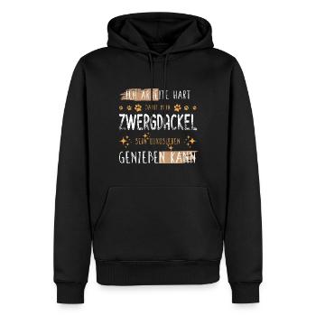 Retro Arbeite Hart Zwergdackel Dackel Luxusleben - Männer Premium Bio Hoodie - Schwarz - Vorne - Nico (187cm)