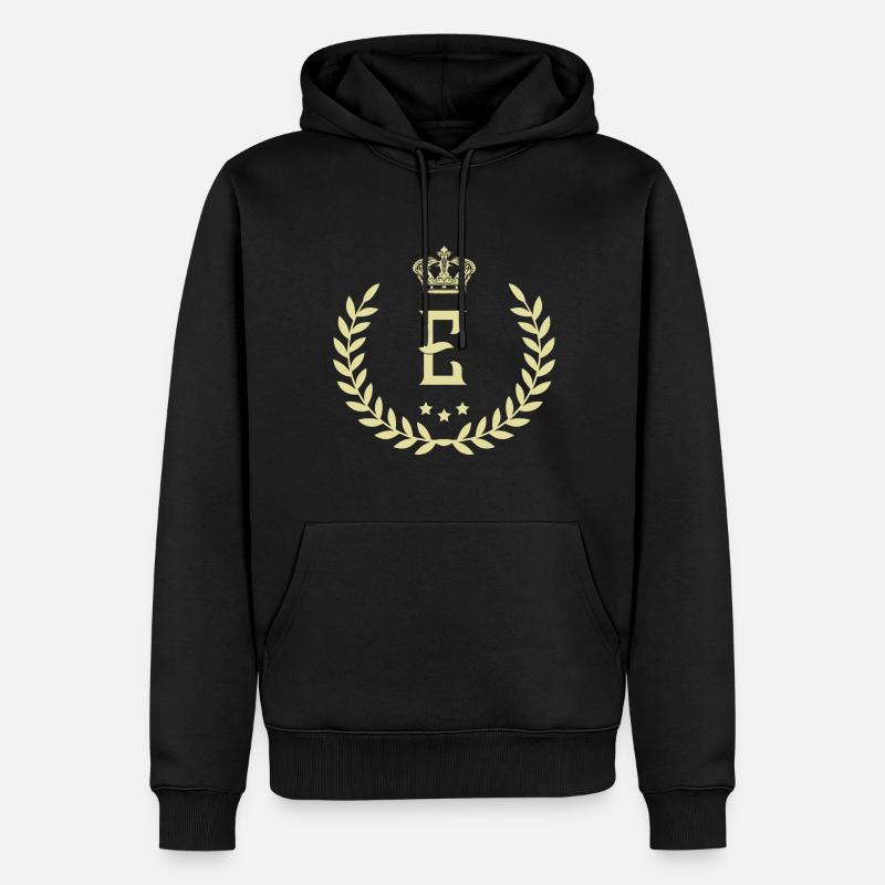 Couronne de lettres E - Sweat à capuche Premium bio Homme - noir
