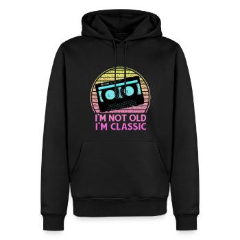 i am not old i am classic Retro Vintage Tape - Männer Premium Bio Hoodie - Schwarz - Vorne - Nico (187cm)