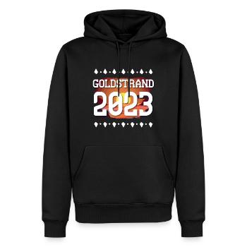 Goldstrand 2023 - Männer Premium Bio Hoodie - Schwarz - Vorne - Nico (187cm)