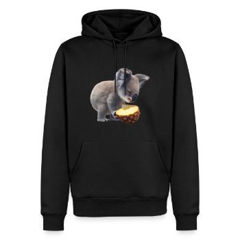 Koala et ananas - Sweat à capuche Premium bio Homme - noir - Devant - Nico (187cm)