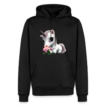 Joli bouquet d’odeurs de licorne - Sweat à capuche Premium bio Homme - noir - Devant - Nico (187cm)