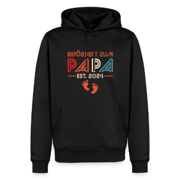 Schwangerschaft verkünden Eltern Werdender Papa - Männer Premium Bio Hoodie - Schwarz - Vorne - Nico (187cm)